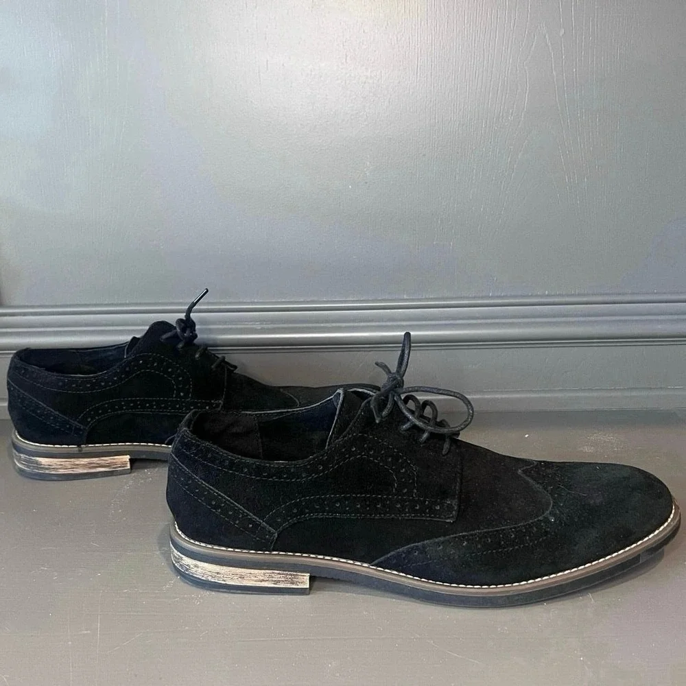 Bruno Marc Urban Black Suede Brogue Oxford Dress Shoes‎ Sz 13 Classic Business